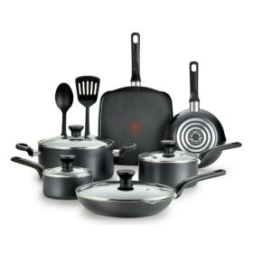 T-fal Easy Care 12-Piece Non-Stick Cookware Set, Pots and Pans, Grey T-fal Easy Care 12-Piece Non-Stick Cookware Set, Pots and Pans, Grey